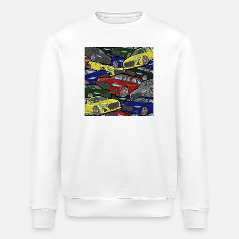 Kaleidoskop Autos Farbexplosion - Stanley/Stella Unisex Bio-Sweatshirt ROLLER - Weiß
