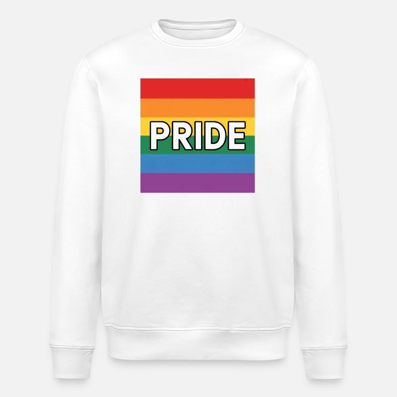 Pride - Queer Rainbow Flag Tee - Stanley/Stella ROLLER Unisex Organic Sweatshirt - white