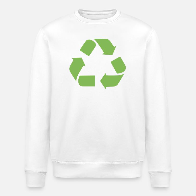 Icône de flèches de recyclage - Sweat bio ROLLER Stanley/Stella Unisexe - blanc