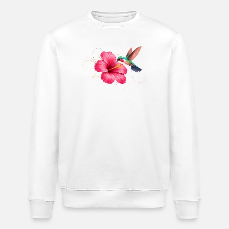 Colibri à la fleur d’hibiscus - Sweat bio ROLLER Stanley/Stella Unisexe - blanc