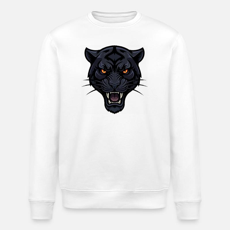 Nachtleopardenkopf mit feurigen Augen - Stanley/Stella Unisex Bio-Sweatshirt ROLLER - Weiß