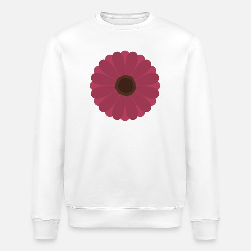 Pink Gerbera Bloom Pattern - Stanley/Stella ROLLER Unisex Organic Sweatshirt - white