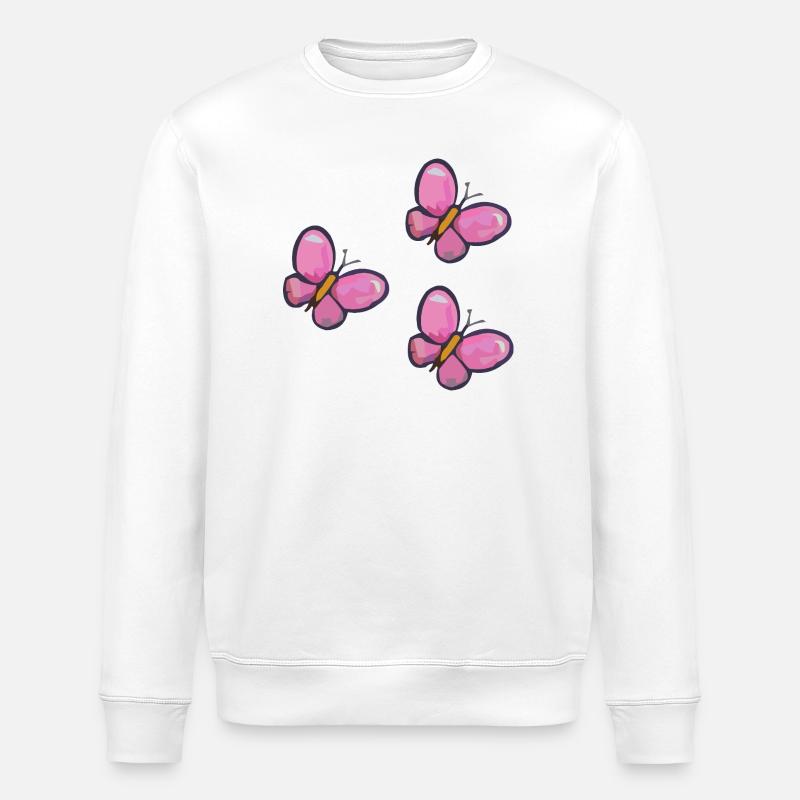 PinkButterfly Muster - Stanley/Stella Unisex Bio-Sweatshirt ROLLER - Weiß