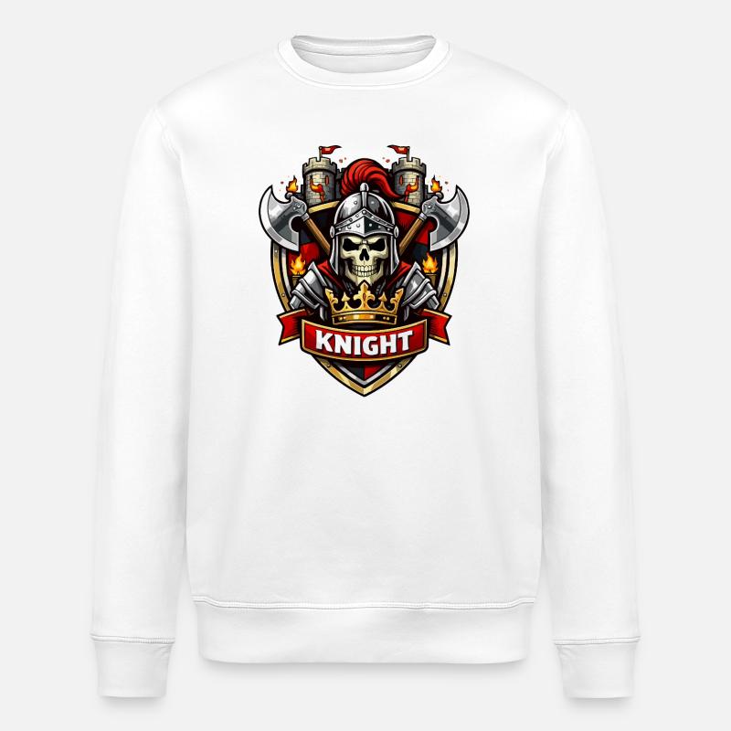 Crusader Skull Emblem - Stanley/Stella ROLLER Unisex Organic Sweatshirt - white