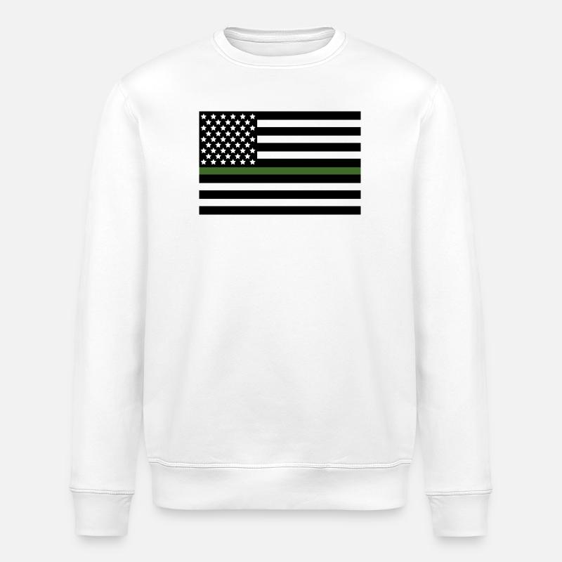 Militärgrüne US-Flaggenlinie - Stanley/Stella Unisex Bio-Sweatshirt ROLLER - Weiß