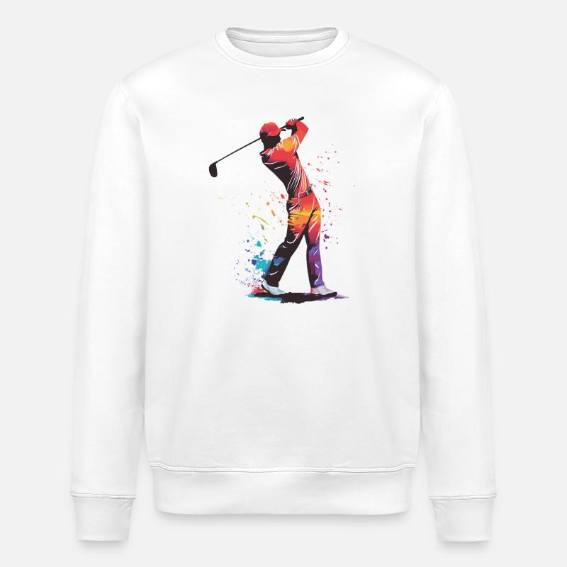 Golfer silhouette - Stanley/Stella ROLLER Unisex Organic Sweatshirt - white