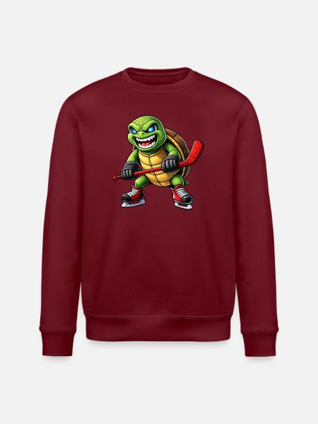 Aggressive Schildkröte Eishockey Spieler Horror - Stanley/Stella ROLLER Unisex Organic Sweatshirt - white