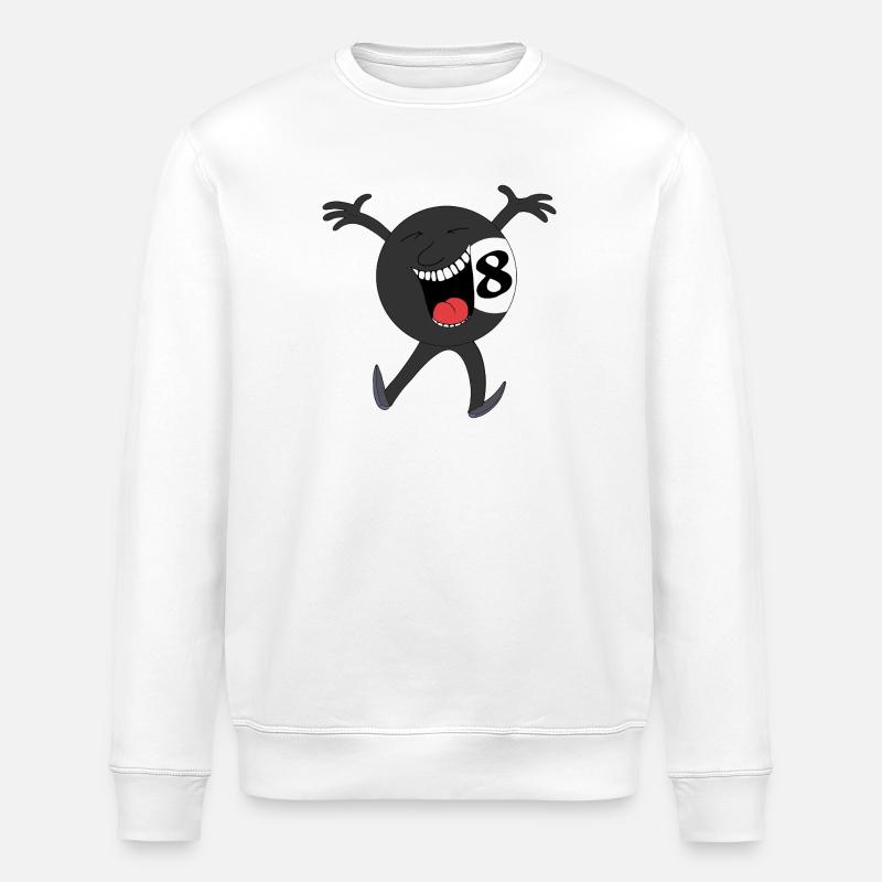 Lachender Achtball-Maskottchen - Stanley/Stella Unisex Bio-Sweatshirt ROLLER - Weiß