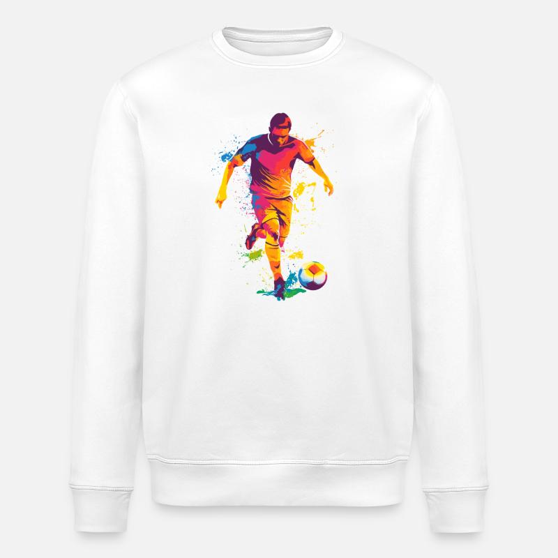 Bunter Kick Farbexplosion Fußball - Stanley/Stella Unisex Bio-Sweatshirt ROLLER - Weiß
