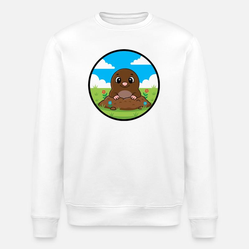 Kleiner Maulwurf Buddelheld im Garten - Stanley/Stella Unisex Bio-Sweatshirt ROLLER - Weiß