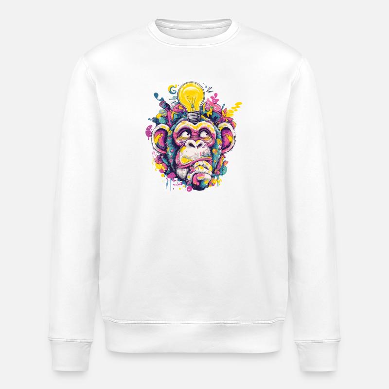 Leuchtender Affe Graffiti - Stanley/Stella Unisex Bio-Sweatshirt ROLLER - Weiß