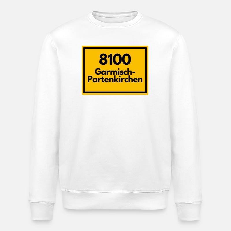 OLD POSTCODE POSTCODE 8100 GARMISCH-PARTENKIRCHEN - Stanley/Stella ROLLER Unisex Organic Sweatshirt - white