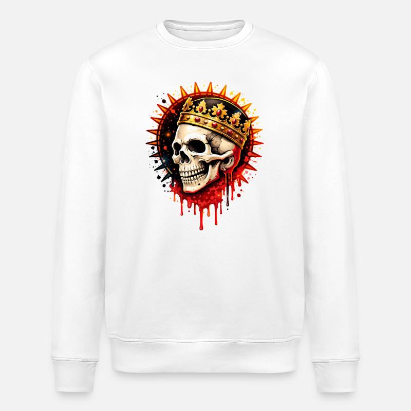 Gekrönter Totenkopf Kunst Illustration - Stanley/Stella Unisex Bio-Sweatshirt ROLLER - Weiß