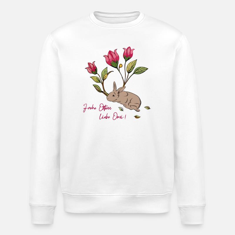 Easter bunny with tulips - Stanley/Stella ROLLER Unisex Organic Sweatshirt - white