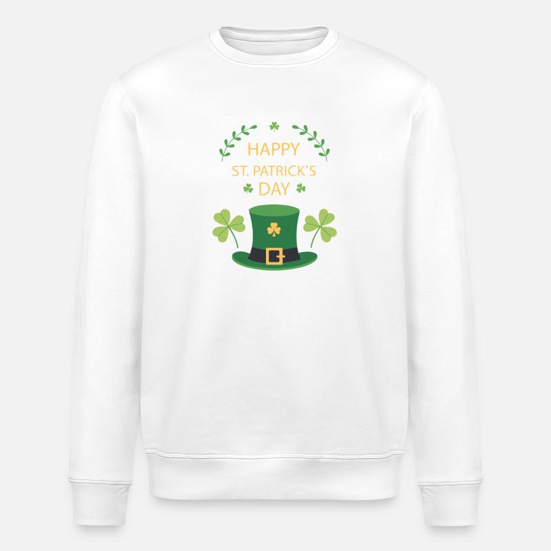 Chapeau Vert Saint Patrick - Sweat bio ROLLER Stanley/Stella Unisexe - blanc
