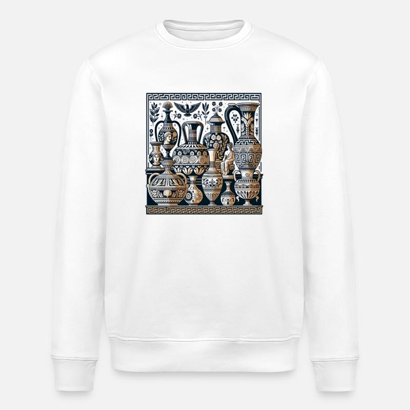 Ancient Vase Ornaments Greek Patterns - Stanley/Stella ROLLER Unisex Organic Sweatshirt - white
