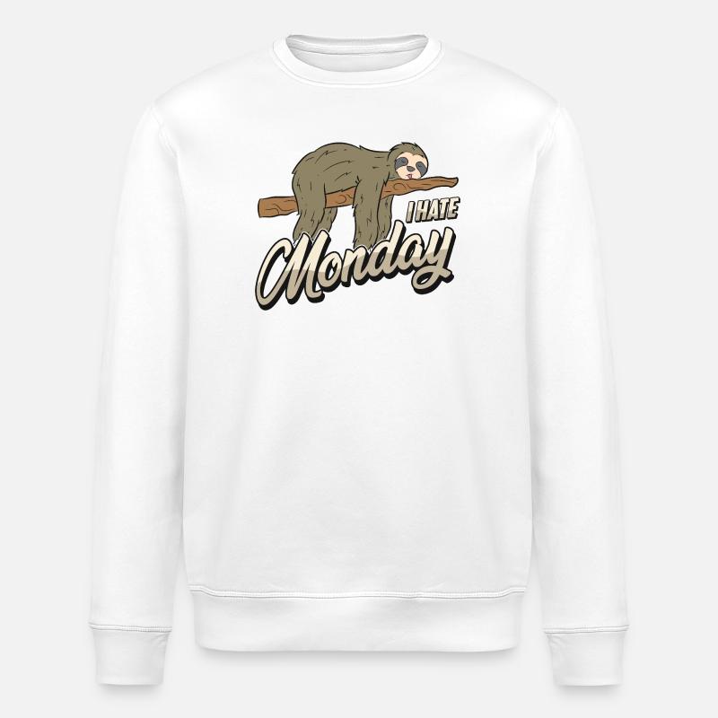 Monday-tired sloth - Stanley/Stella ROLLER Unisex Organic Sweatshirt - white