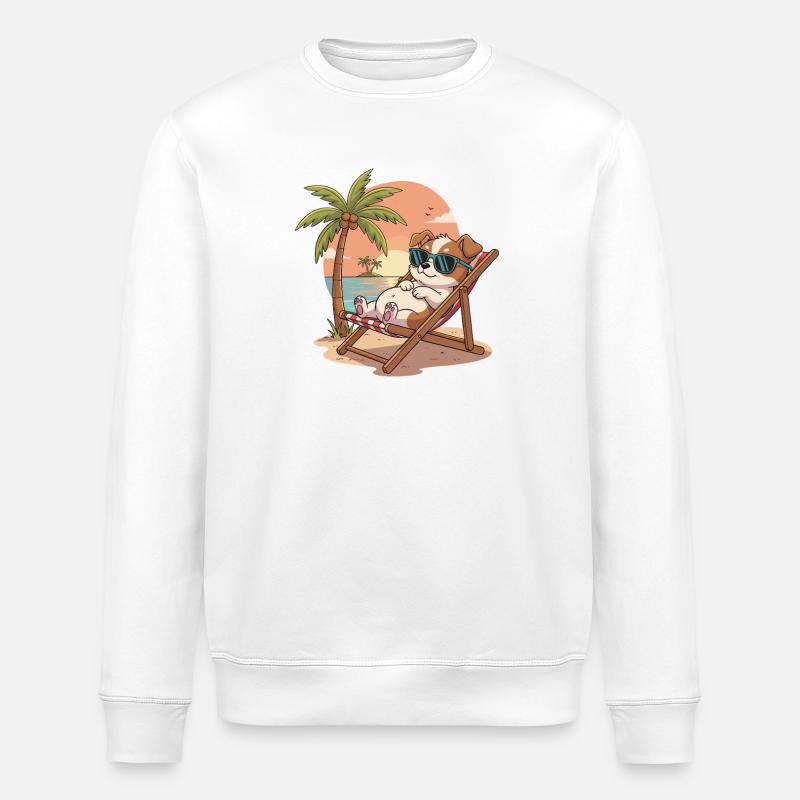 Strand-Lounge Corgi - Stanley/Stella Unisex Bio-Sweatshirt ROLLER - Weiß