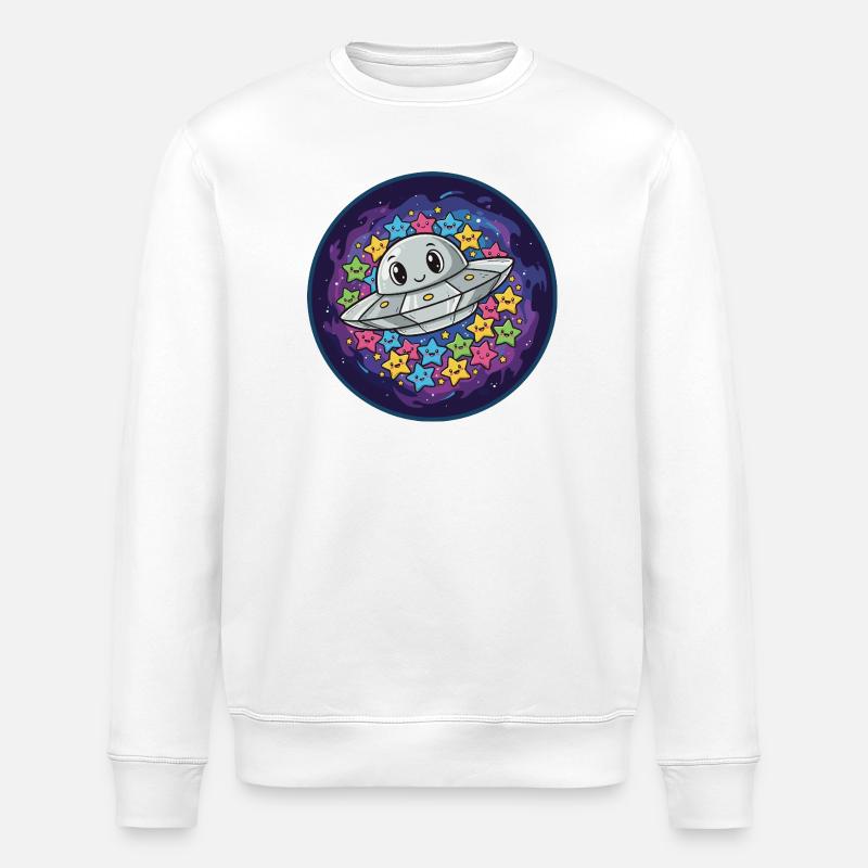 Cuddly UFO with star magic - Stanley/Stella ROLLER Unisex Organic Sweatshirt - white