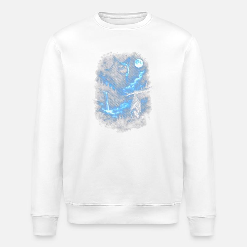 Blue Night Wolf Moonlight - Stanley/Stella ROLLER Unisex Organic Sweatshirt - white