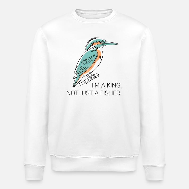 I'm a King – Kingfisher Pun Design - Stanley/Stella ROLLER Unisex Organic Sweatshirt - white