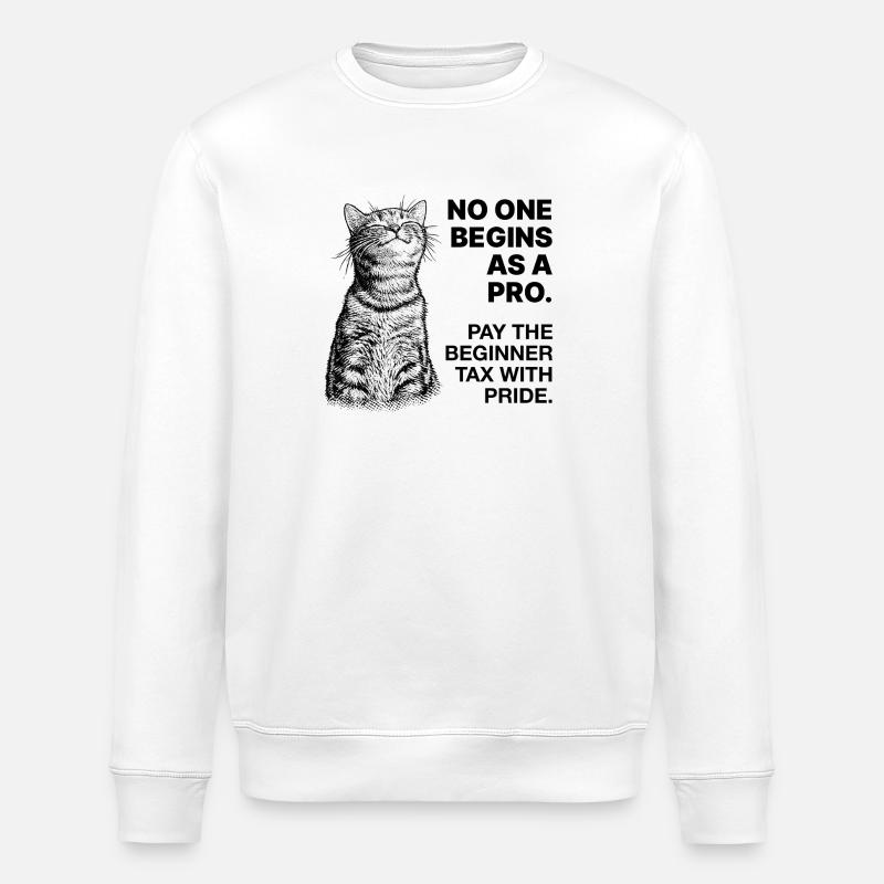 Beginner Mindset – Learning Cat Halftone - Stanley/Stella ROLLER Unisex Organic Sweatshirt - white
