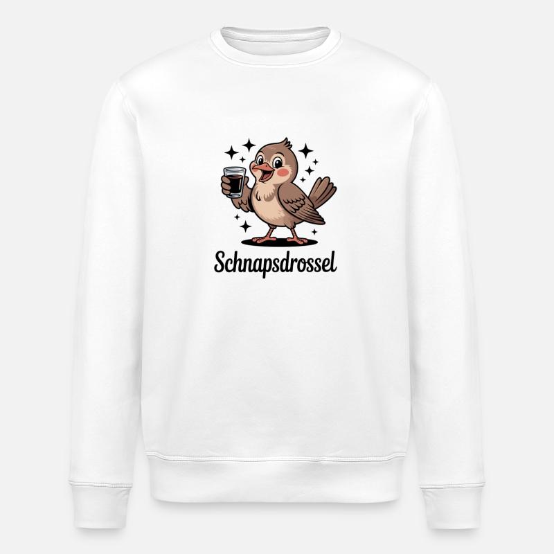 Lustige Schnapsdrossel Trinkvogel Party - Stanley/Stella Unisex Bio-Sweatshirt ROLLER - Weiß