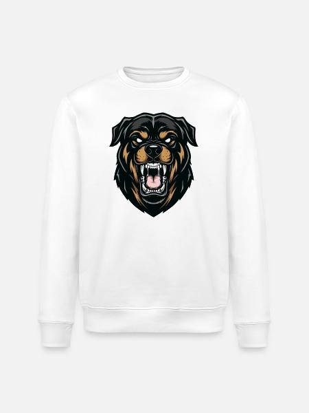 Rottweiler Alpha Guardian Dog Strength - Stanley/Stella ROLLER Unisex Organic Sweatshirt - white