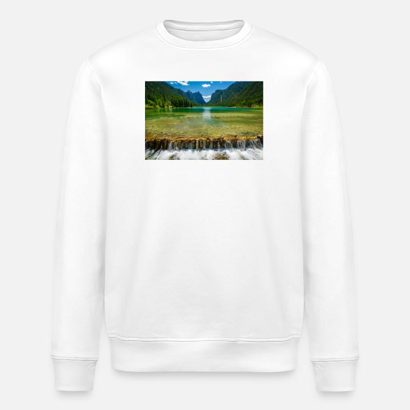 Lac Dobbiaco dans les Dolomites - Sweat bio ROLLER Stanley/Stella Unisexe - blanc