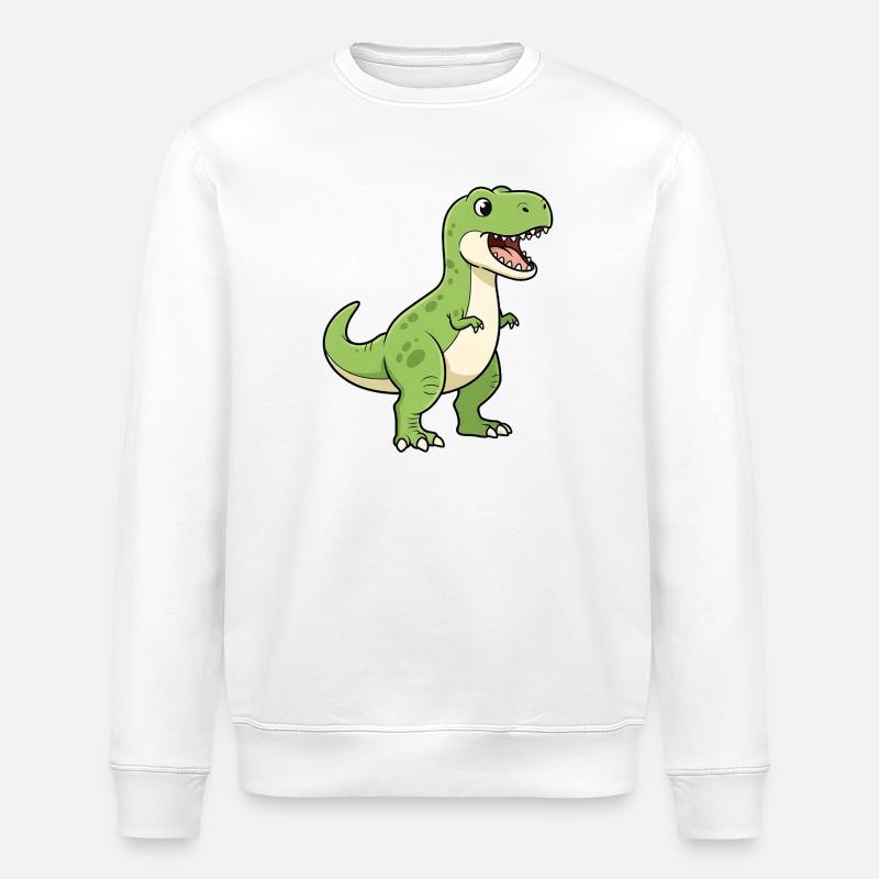 Fröhlicher Dino-T-Rex Cartoon - Stanley/Stella Unisex Bio-Sweatshirt ROLLER - Weiß