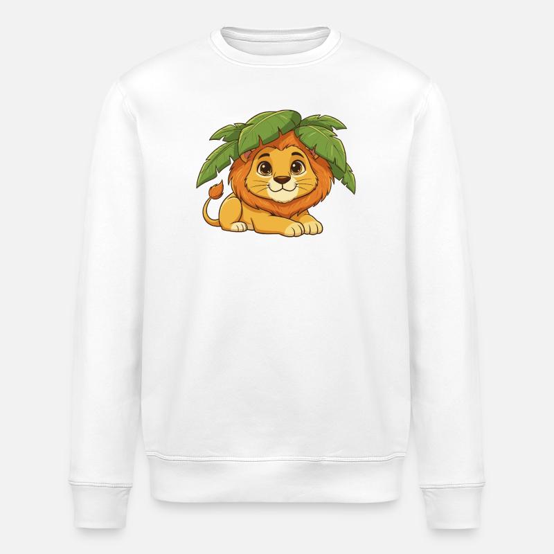 Löwenjunges unter Palmen - Stanley/Stella Unisex Bio-Sweatshirt ROLLER - Weiß