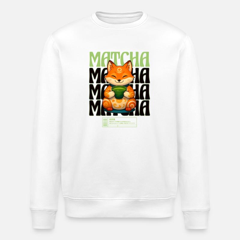 Matcha Fuchs Zen Tee Genuss - Stanley/Stella Unisex Bio-Sweatshirt ROLLER - Weiß