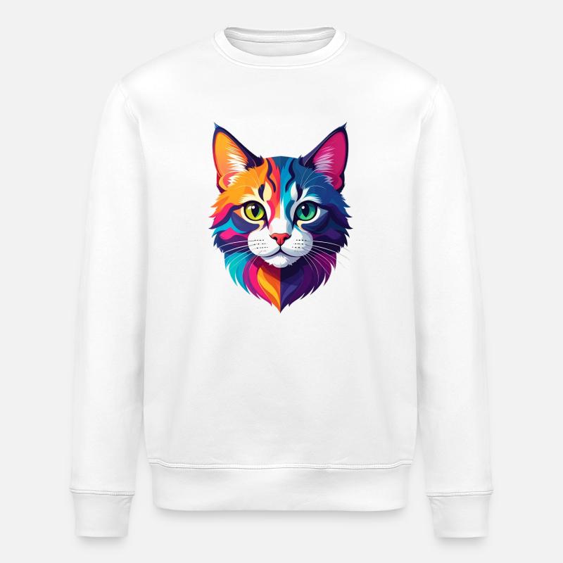 Cat - Stanley/Stella ROLLER Unisex Organic Sweatshirt - white