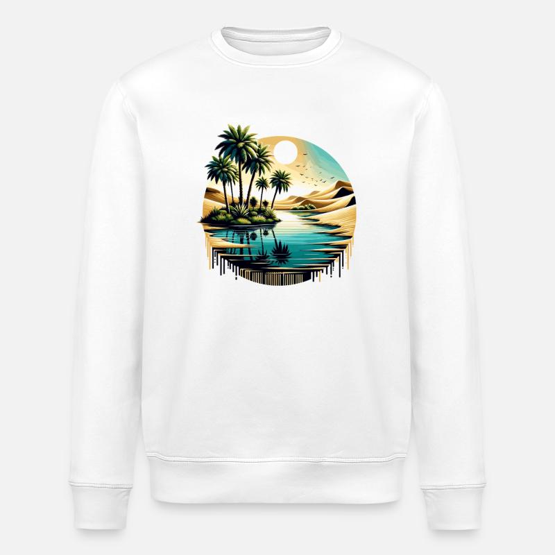 Palmier du désert à Ocean Circle - Sweat bio ROLLER Stanley/Stella Unisexe - blanc