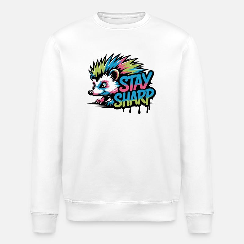 Stay Sharp Hedgehog Neon - Stanley/Stella Unisex Bio-Sweatshirt ROLLER - Weiß