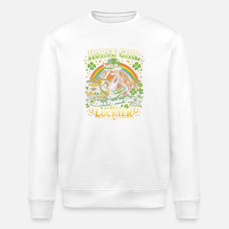 Fille cheval à la chance arc-en-ciel - Sweat bio ROLLER Stanley/Stella Unisexe - blanc