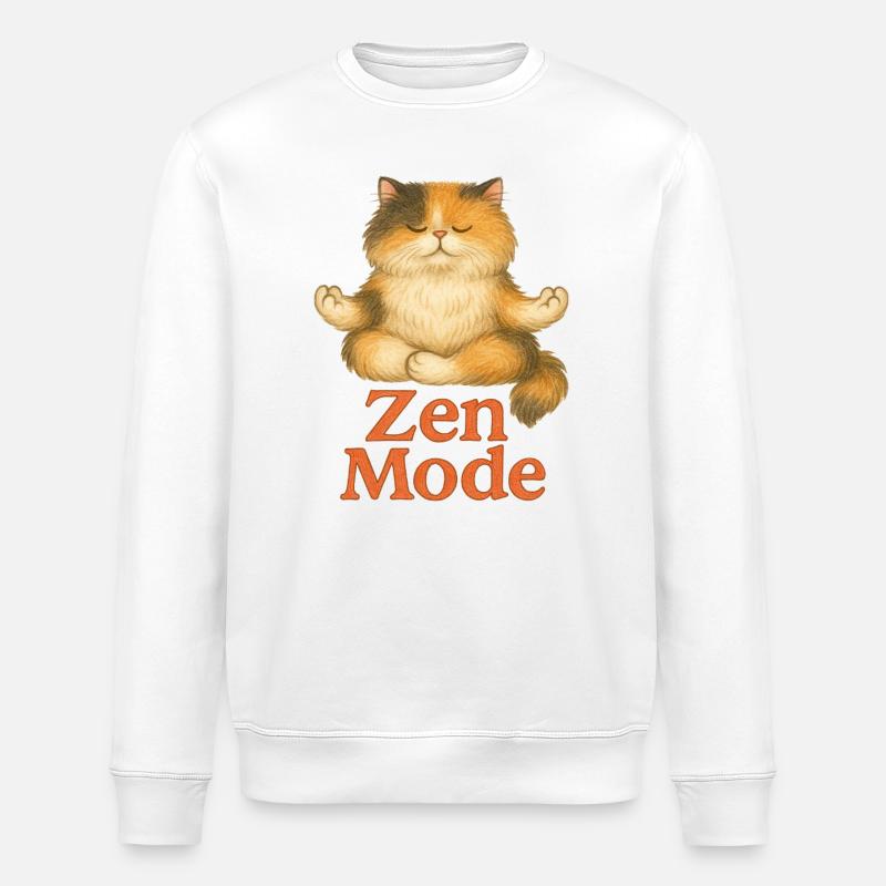 Zen-Mode-Katzenmeditation - Stanley/Stella Unisex Bio-Sweatshirt ROLLER - Weiß