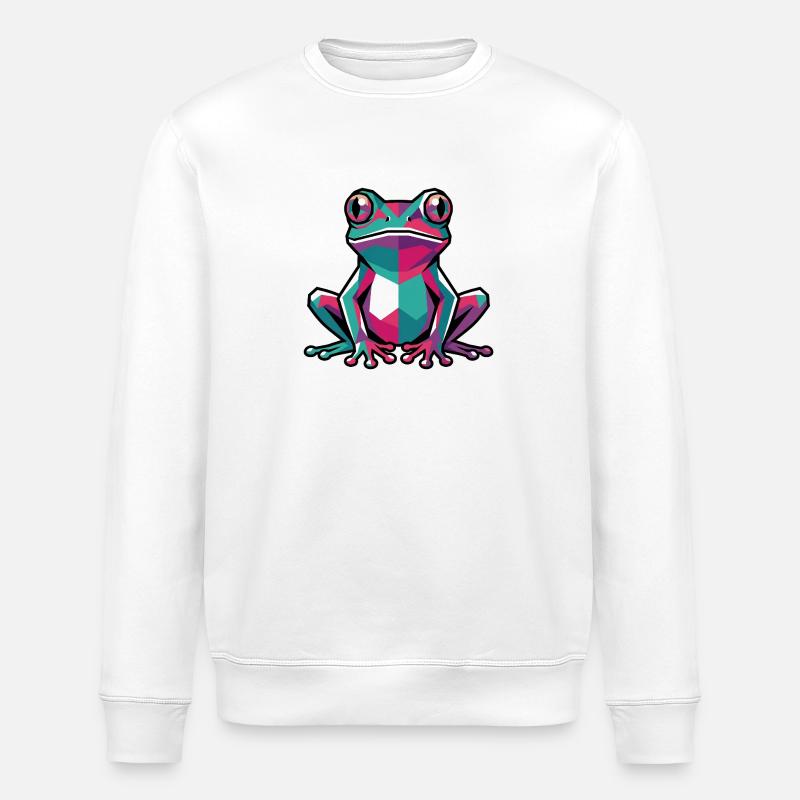Bunter geometrischer Frosch - Stanley/Stella Unisex Bio-Sweatshirt ROLLER - Weiß