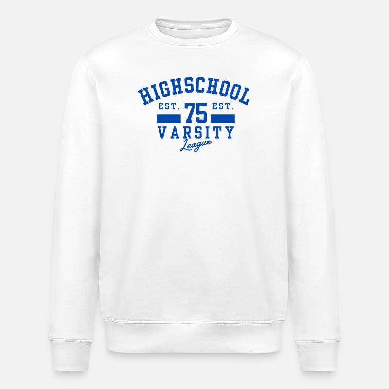 Highschool Varsity Emblem Blue 75 - Stanley/Stella ROLLER Unisex Organic Sweatshirt - white