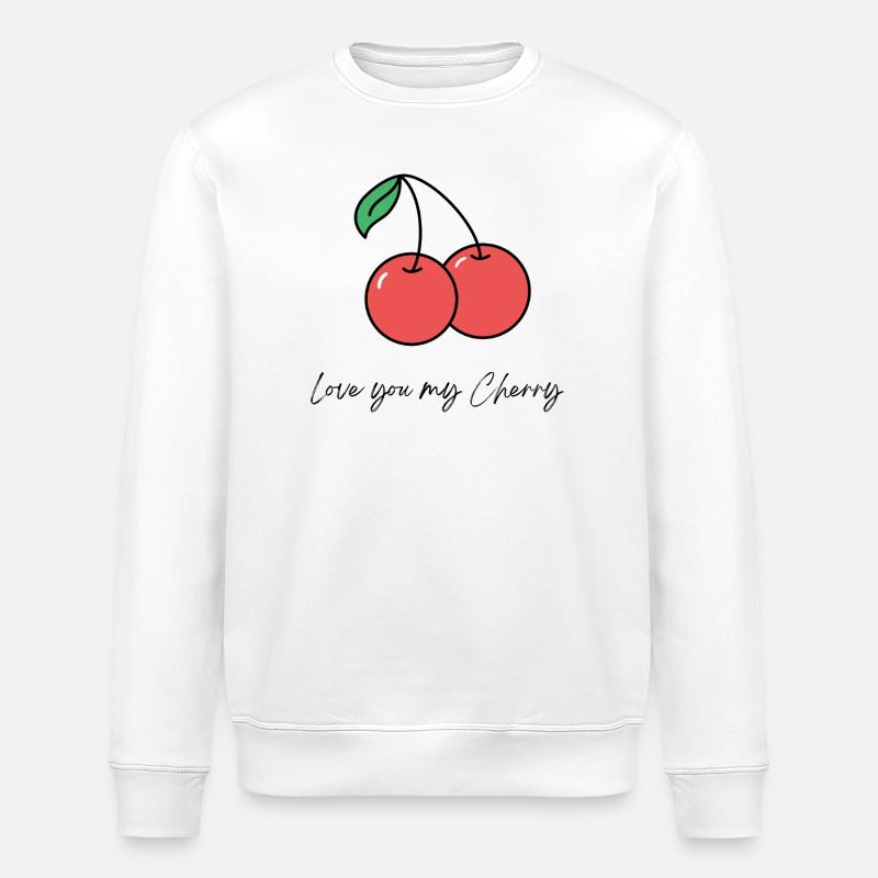 Doppelkirsche mit Liebeserklärung - Stanley/Stella Unisex Bio-Sweatshirt ROLLER - Weiß