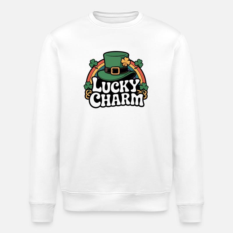 Lucky Charm Leprechaun-Hat Design - Stanley/Stella Unisex Bio-Sweatshirt ROLLER - Weiß