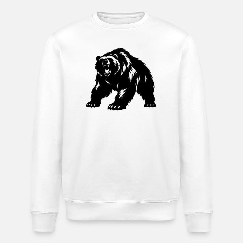 Grizzly Bär Silhouette - Stanley/Stella Unisex Bio-Sweatshirt ROLLER - Weiß