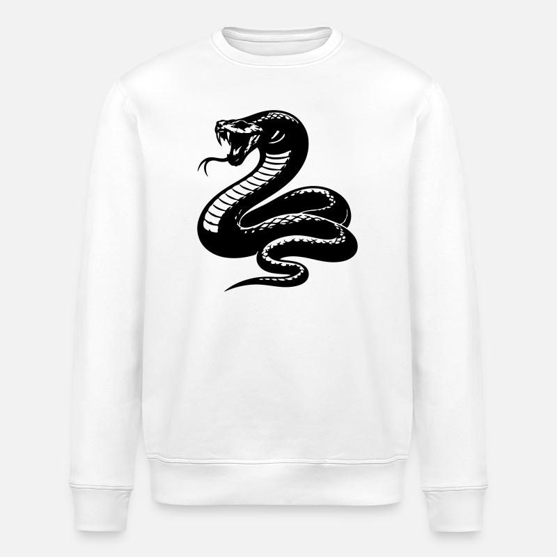 Schlange Python Silhouette - Stanley/Stella Unisex Bio-Sweatshirt ROLLER - Weiß