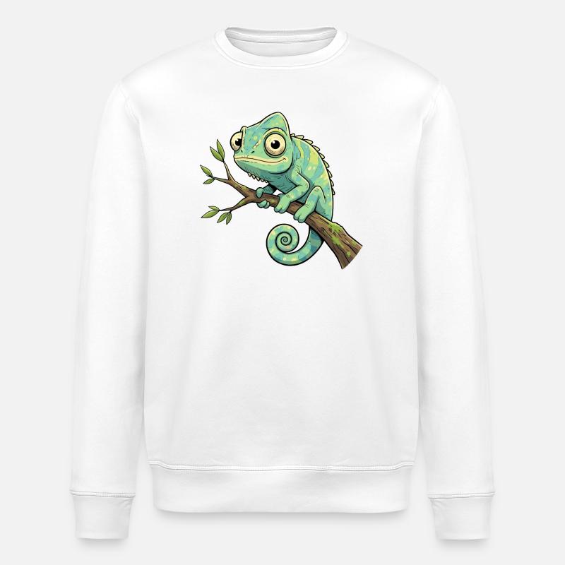 Caméléon sur une branche - Sweat bio ROLLER Stanley/Stella Unisexe - blanc
