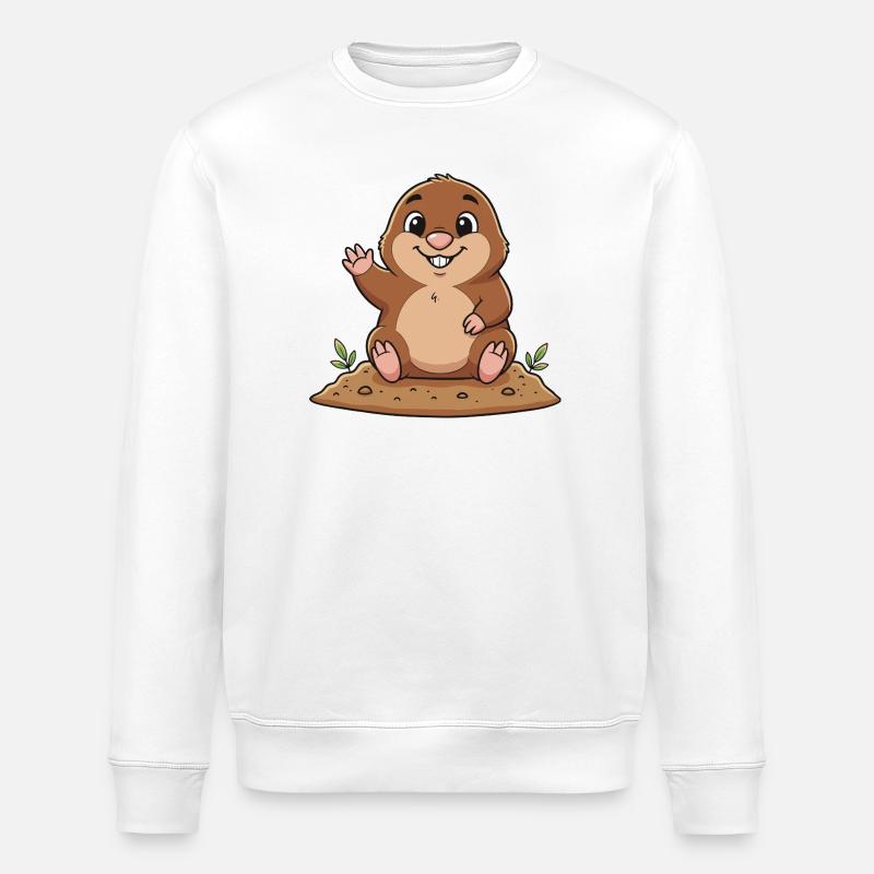 Fröhlicher Maulwurf - Stanley/Stella Unisex Bio-Sweatshirt ROLLER - Weiß