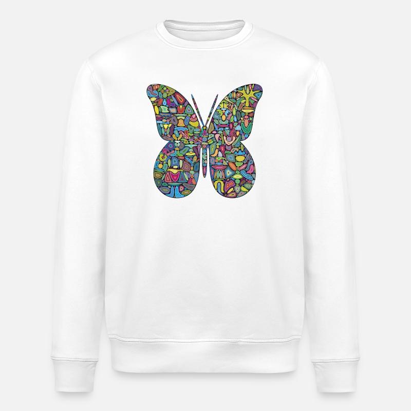 Farbspektakel-Schmetterling - Stanley/Stella Unisex Bio-Sweatshirt ROLLER - Weiß