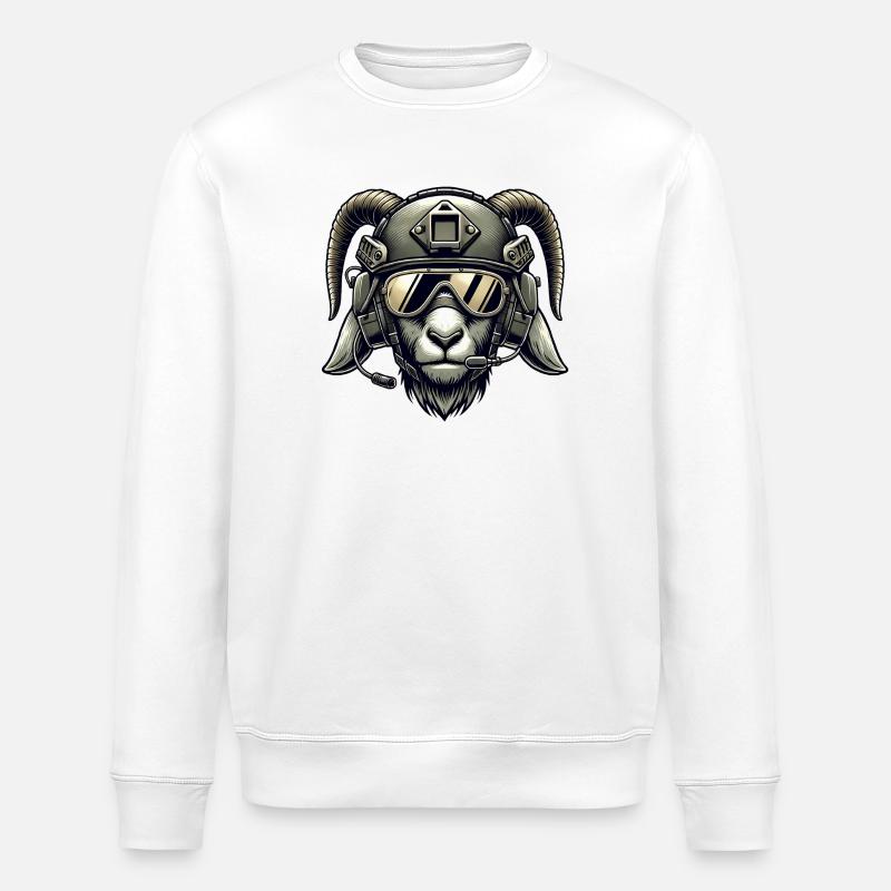Ziege auf Mission - Stanley/Stella Unisex Bio-Sweatshirt ROLLER - Weiß