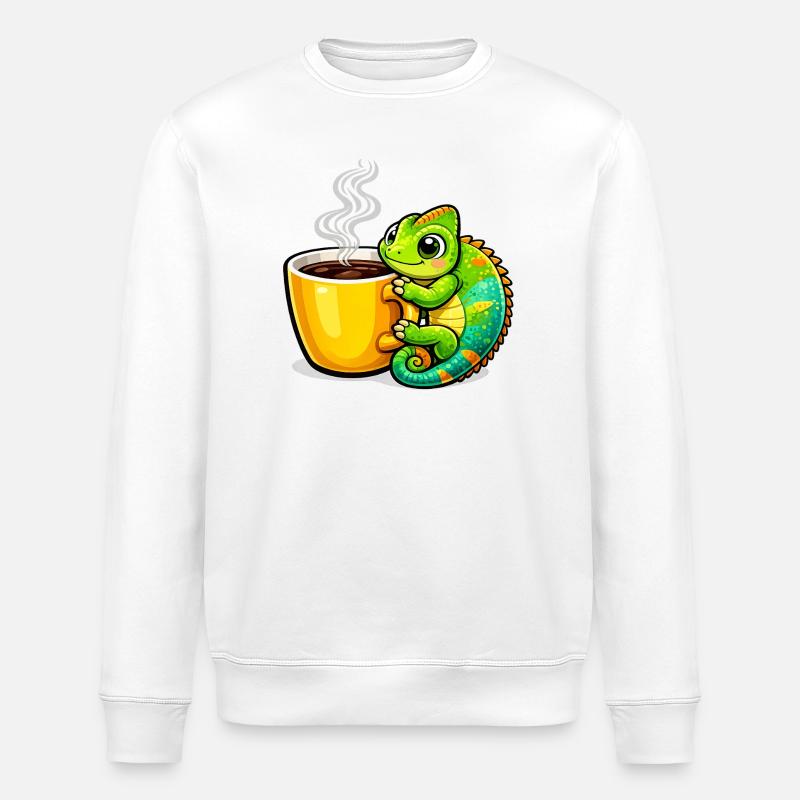 Coffee Dragon Cuddle - Stanley/Stella ROLLER Unisex Organic Sweatshirt - white