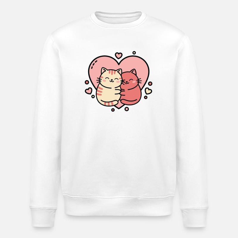 Duo de câlins de chat sincères - Sweat bio ROLLER Stanley/Stella Unisexe - blanc