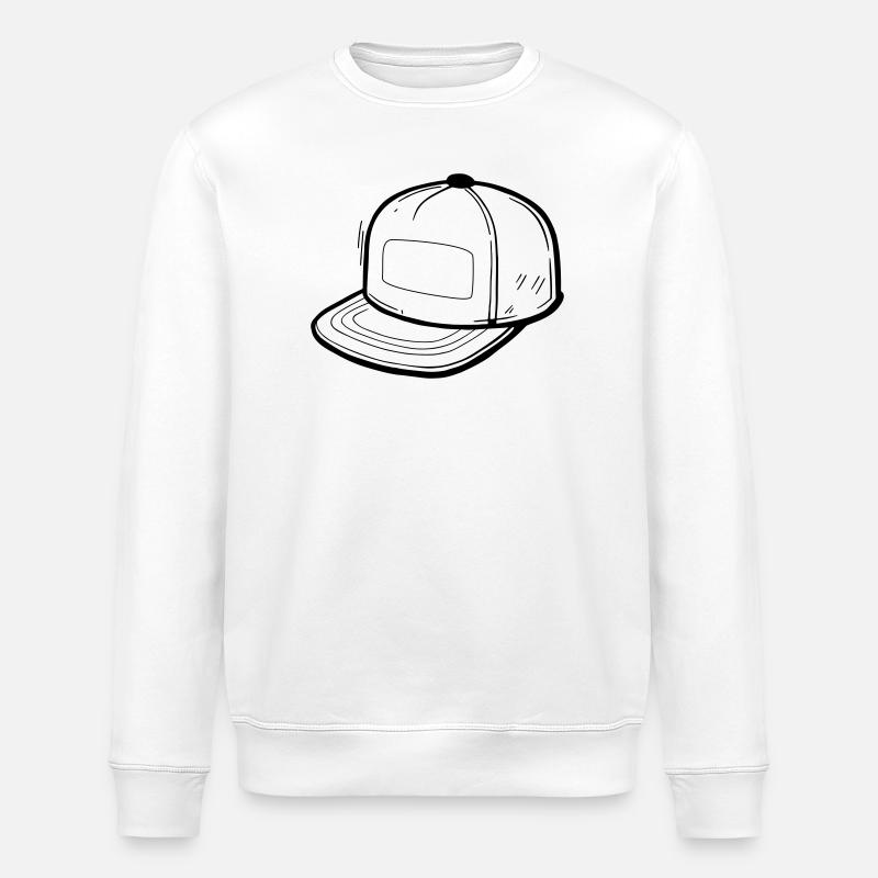 Basecap Linien-Icon Illustration - Stanley/Stella Unisex Bio-Sweatshirt ROLLER - Weiß